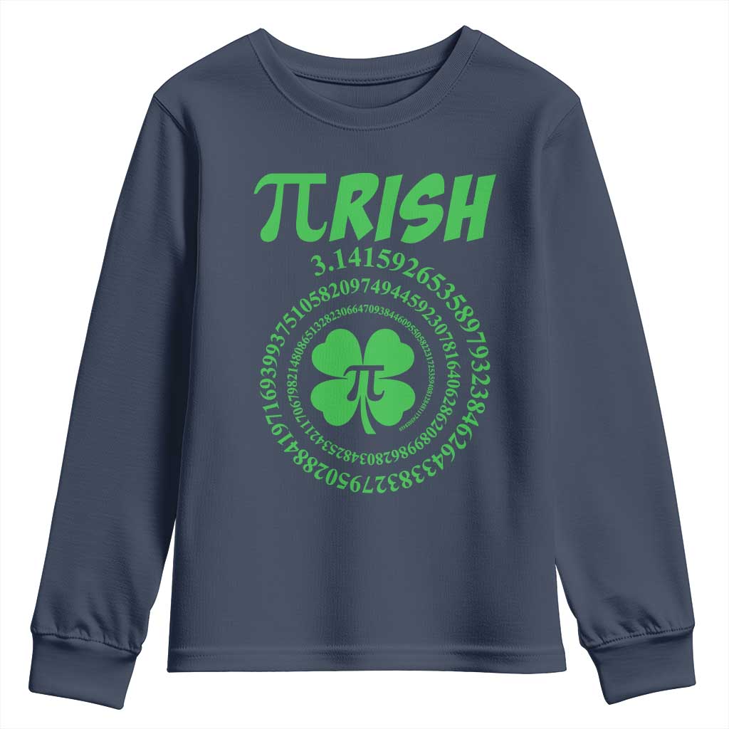 Funny St Patricks Day Pi Symbol Lover Youth Sweatshirt Pirish 3,14 Pi Number Shamrock