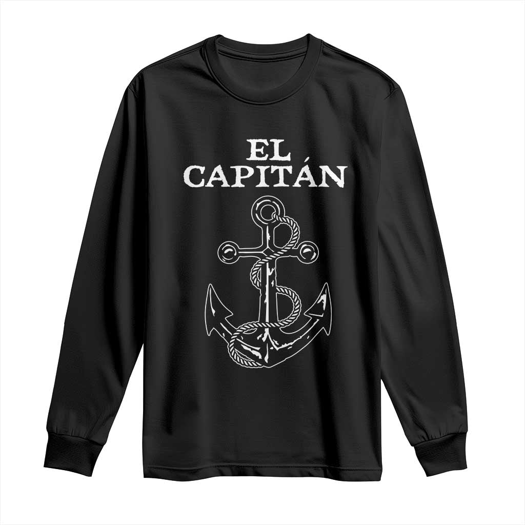 El Capitan Boating Captain Long Sleeve Shirt Funny Boat Sailing Vintage Anchor