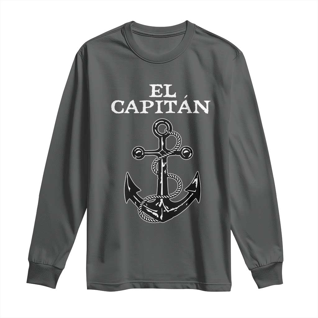 El Capitan Boating Captain Long Sleeve Shirt Funny Boat Sailing Vintage Anchor