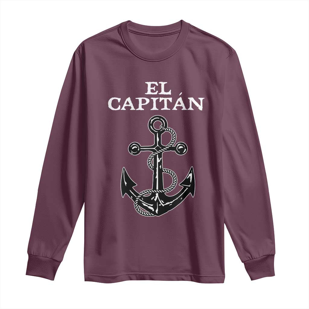 El Capitan Boating Captain Long Sleeve Shirt Funny Boat Sailing Vintage Anchor