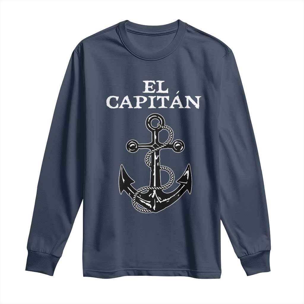 El Capitan Boating Captain Long Sleeve Shirt Funny Boat Sailing Vintage Anchor