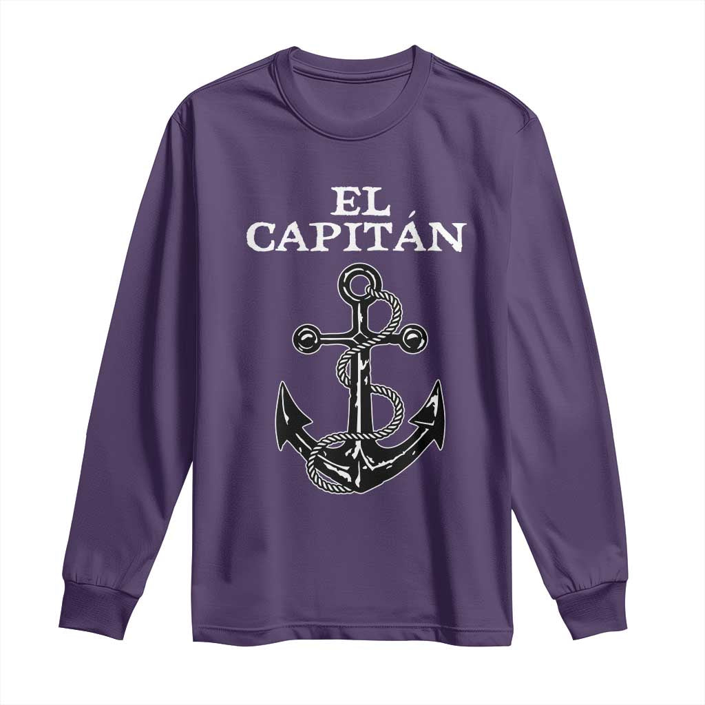 El Capitan Boating Captain Long Sleeve Shirt Funny Boat Sailing Vintage Anchor