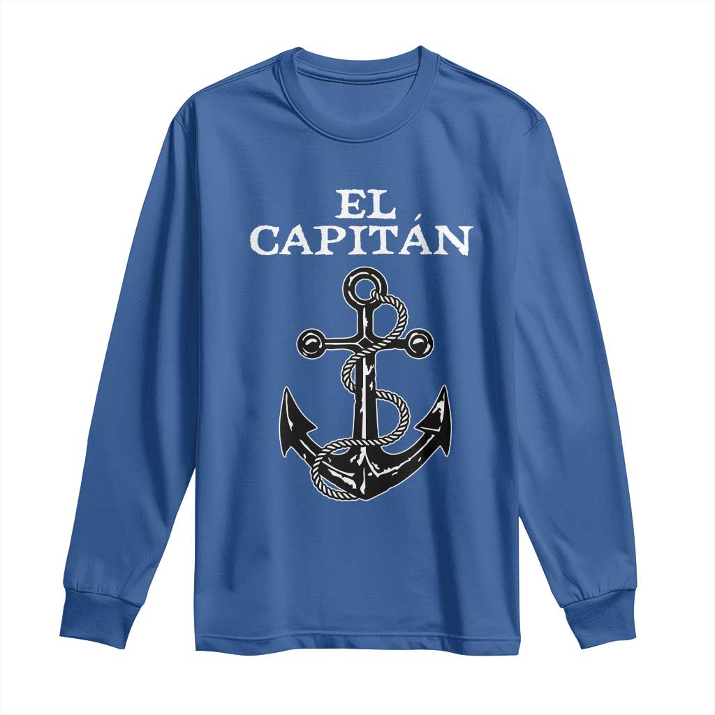 El Capitan Boating Captain Long Sleeve Shirt Funny Boat Sailing Vintage Anchor