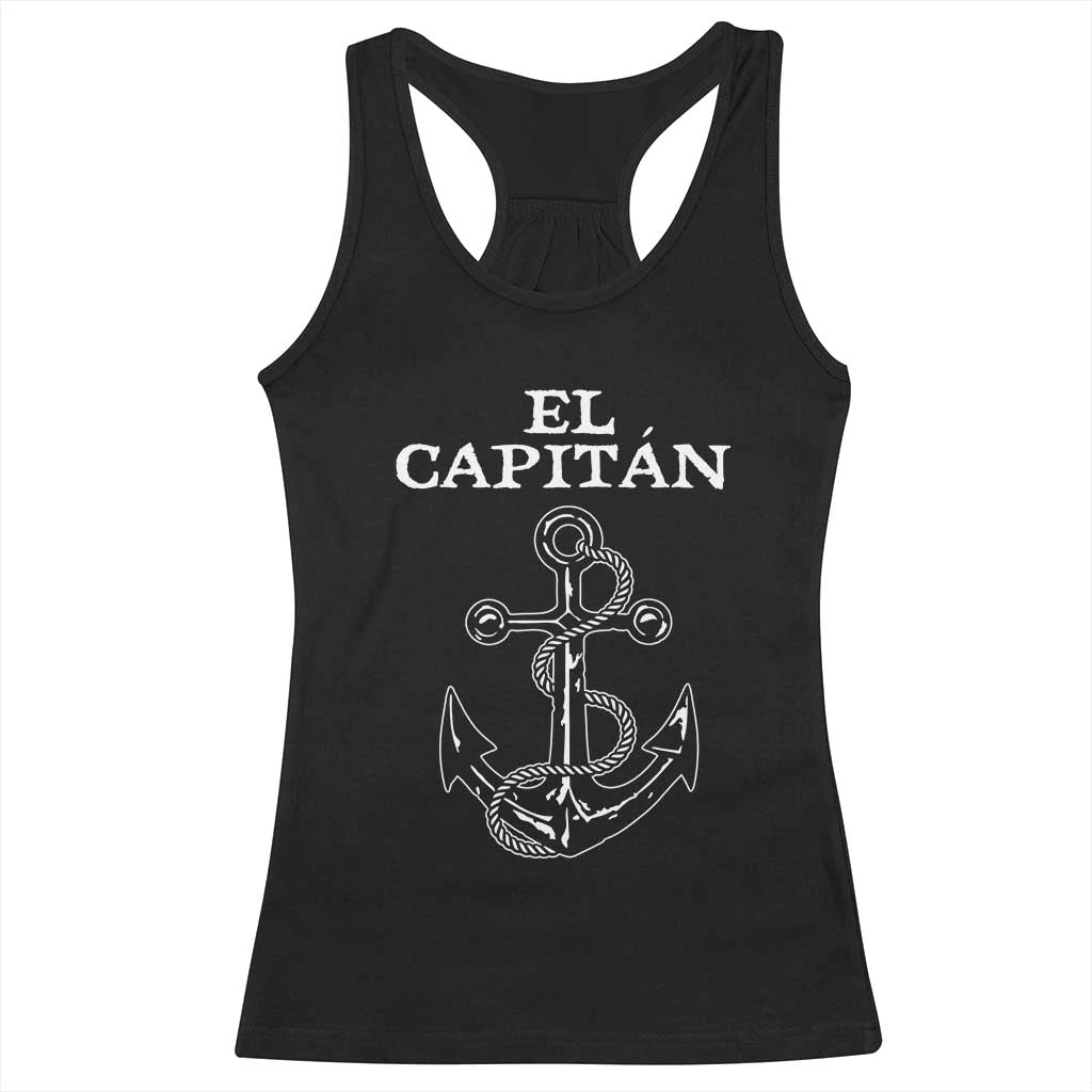 El Capitan Boating Captain Racerback Tank Top Funny Boat Sailing Vintage Anchor