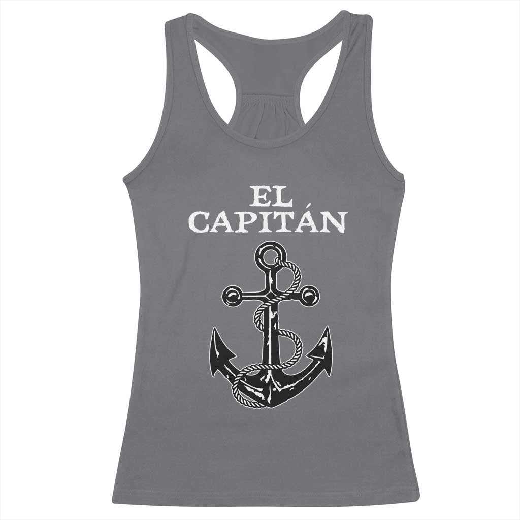 El Capitan Boating Captain Racerback Tank Top Funny Boat Sailing Vintage Anchor