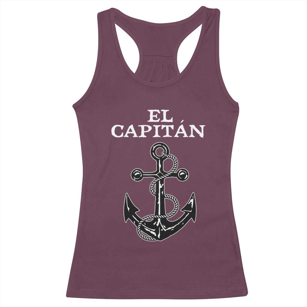 El Capitan Boating Captain Racerback Tank Top Funny Boat Sailing Vintage Anchor