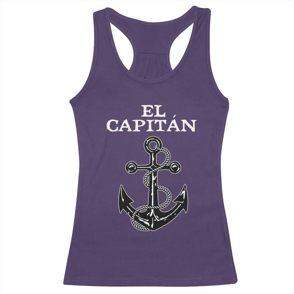 El Capitan Boating Captain Racerback Tank Top Funny Boat Sailing Vintage Anchor