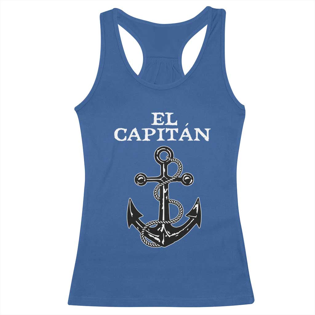 El Capitan Boating Captain Racerback Tank Top Funny Boat Sailing Vintage Anchor