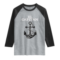 El Capitan Boating Captain Raglan Shirt Funny Boat Sailing Vintage Anchor