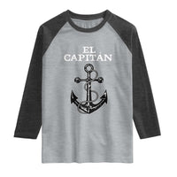 El Capitan Boating Captain Raglan Shirt Funny Boat Sailing Vintage Anchor