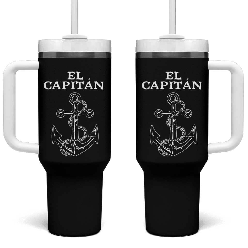 El Capitan Boating Captain Tumbler With Handle Funny Boat Sailing Vintage Anchor