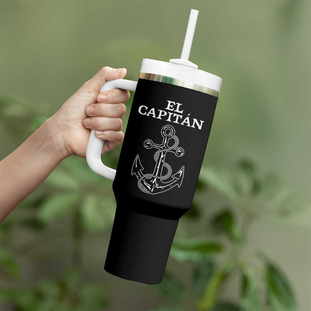El Capitan Boating Captain Tumbler With Handle Funny Boat Sailing Vintage Anchor