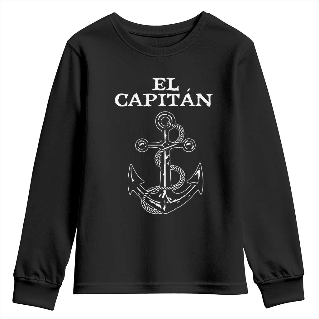 El Capitan Boating Captain Youth Sweatshirt Funny Boat Sailing Vintage Anchor