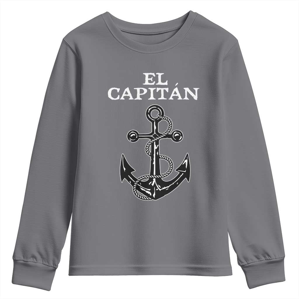 El Capitan Boating Captain Youth Sweatshirt Funny Boat Sailing Vintage Anchor
