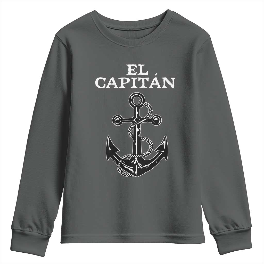 El Capitan Boating Captain Youth Sweatshirt Funny Boat Sailing Vintage Anchor