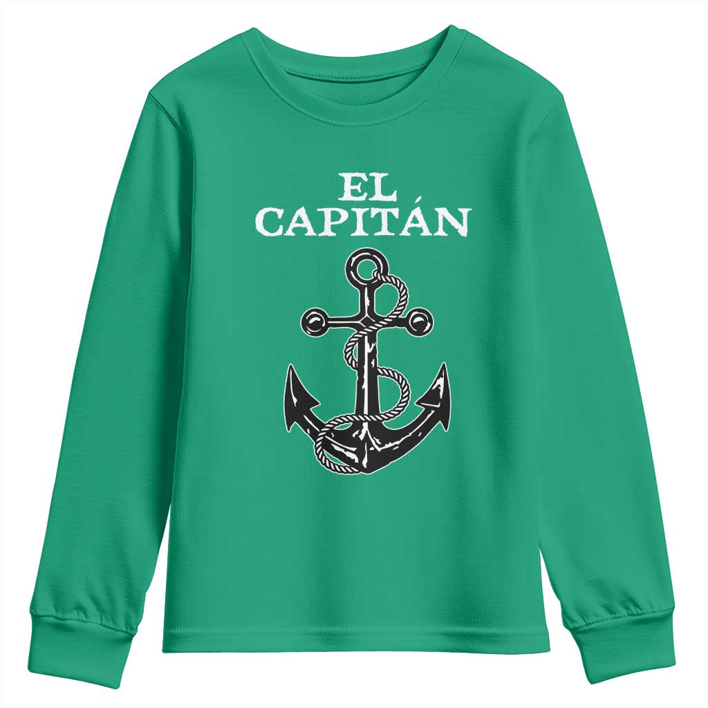 El Capitan Boating Captain Youth Sweatshirt Funny Boat Sailing Vintage Anchor