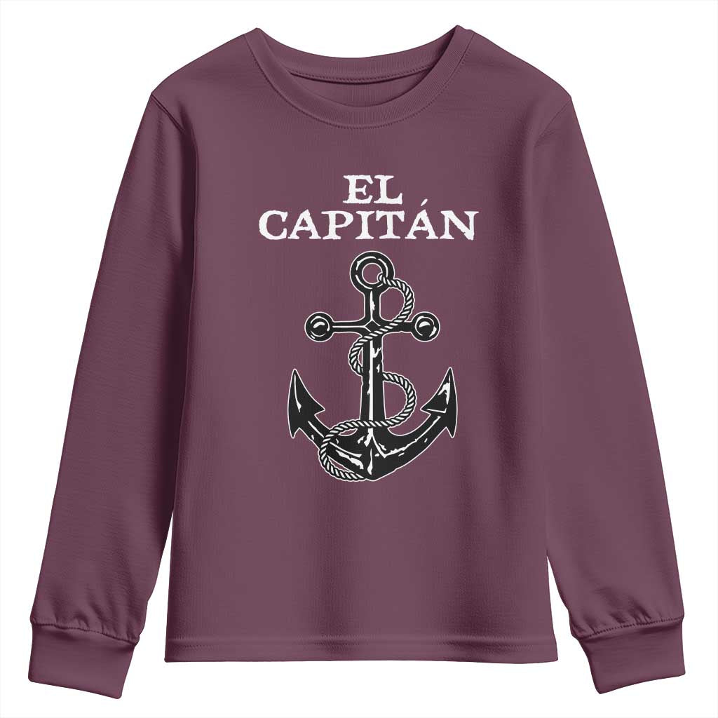 El Capitan Boating Captain Youth Sweatshirt Funny Boat Sailing Vintage Anchor