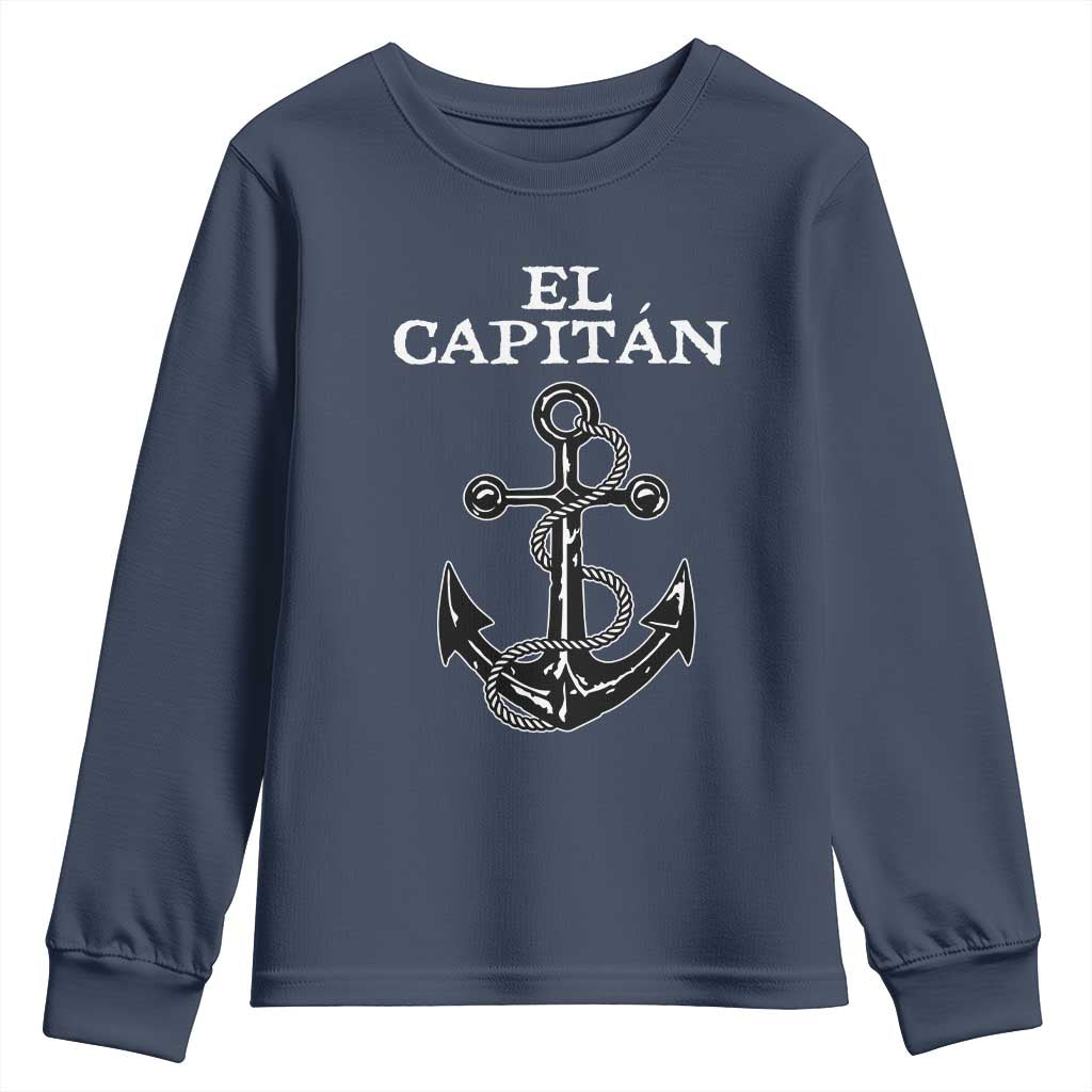 El Capitan Boating Captain Youth Sweatshirt Funny Boat Sailing Vintage Anchor