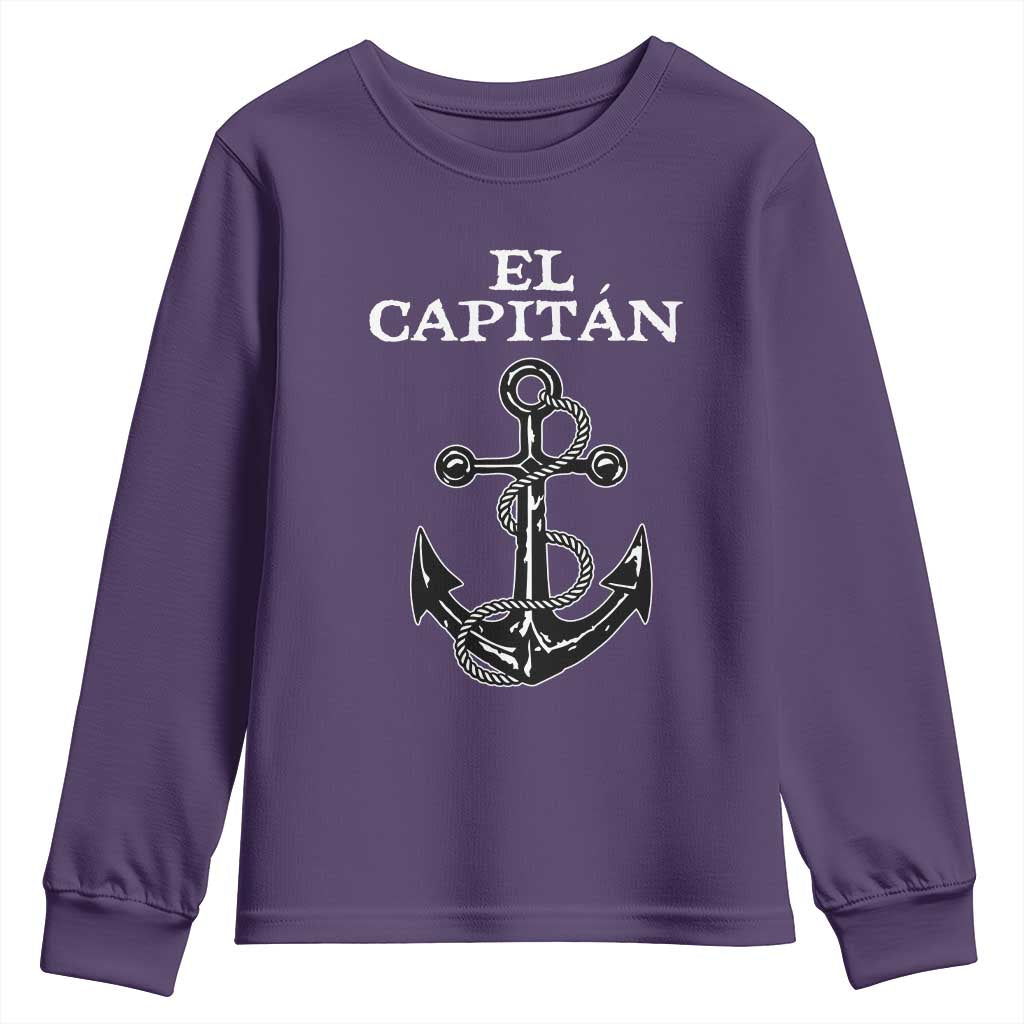 El Capitan Boating Captain Youth Sweatshirt Funny Boat Sailing Vintage Anchor