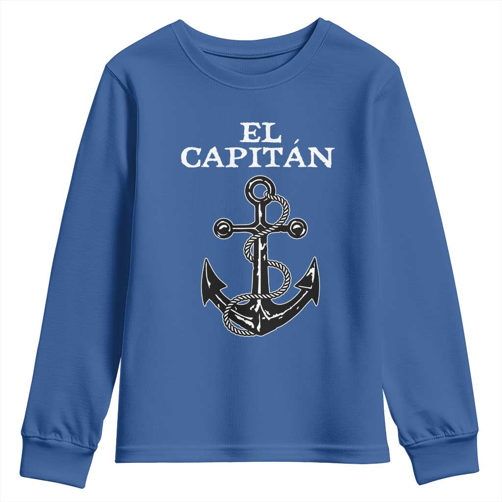 El Capitan Boating Captain Youth Sweatshirt Funny Boat Sailing Vintage Anchor
