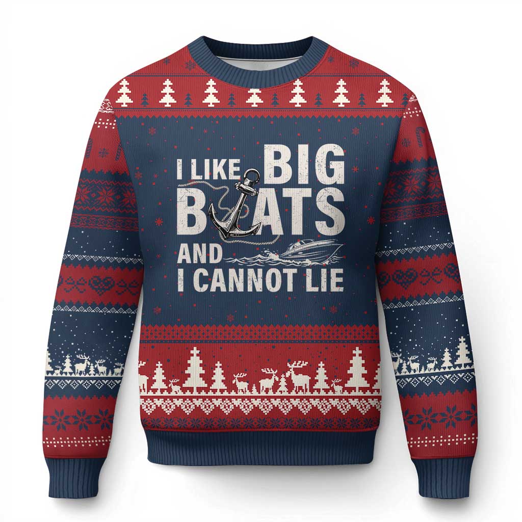 I Like Big Boats And I Cannot Lie Ugly Christmas Sweater Funny Boating Cruise Ship