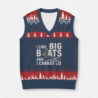 I Like Big Boats And I Cannot Lie V-Neck Knit Sweater Vest Funny Boating Cruise Ship