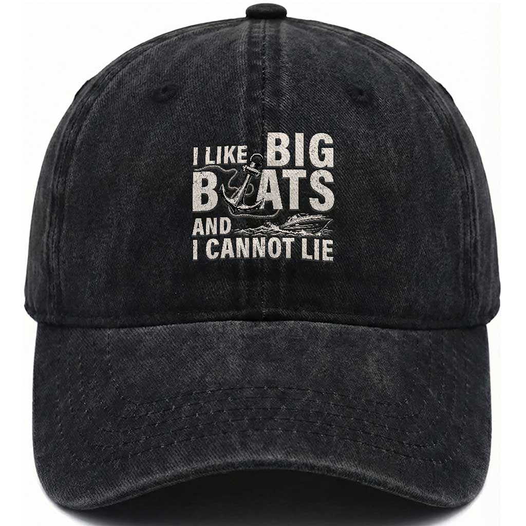 I Like Big Boats And I Cannot Lie Washed Cotton Baseball Cap Funny Boating Cruise Ship