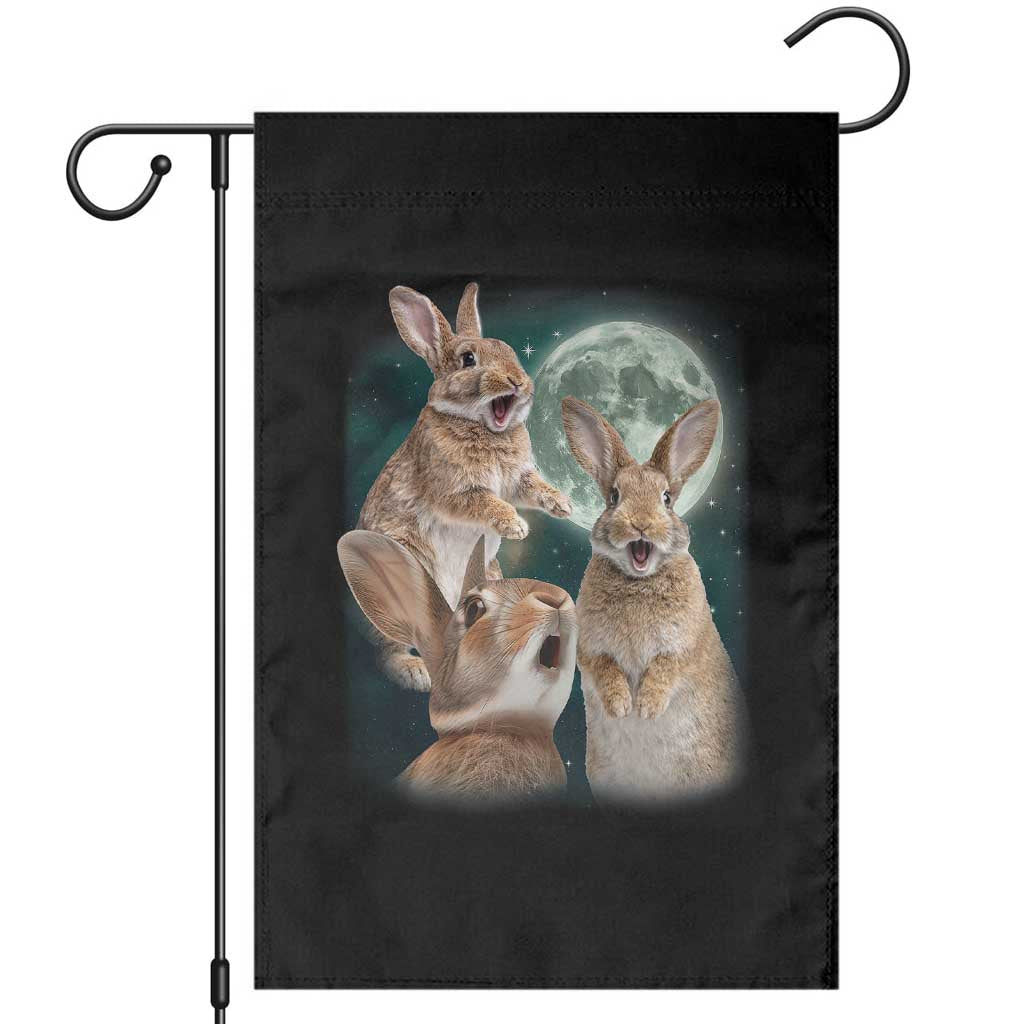 Funny Three Bunny Moon Humorous Rabbit Meme Garden Flag