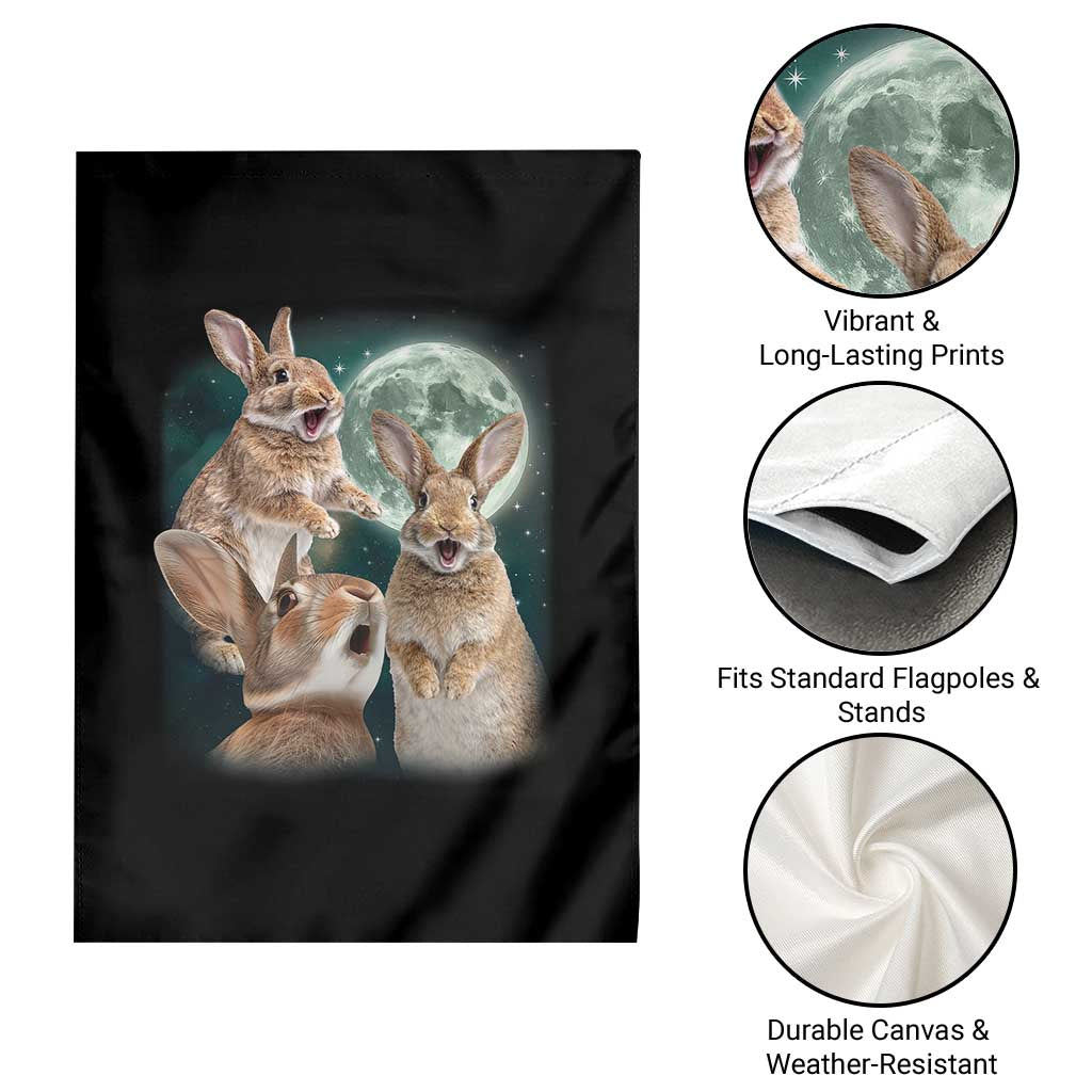 Funny Three Bunny Moon Humorous Rabbit Meme Garden Flag