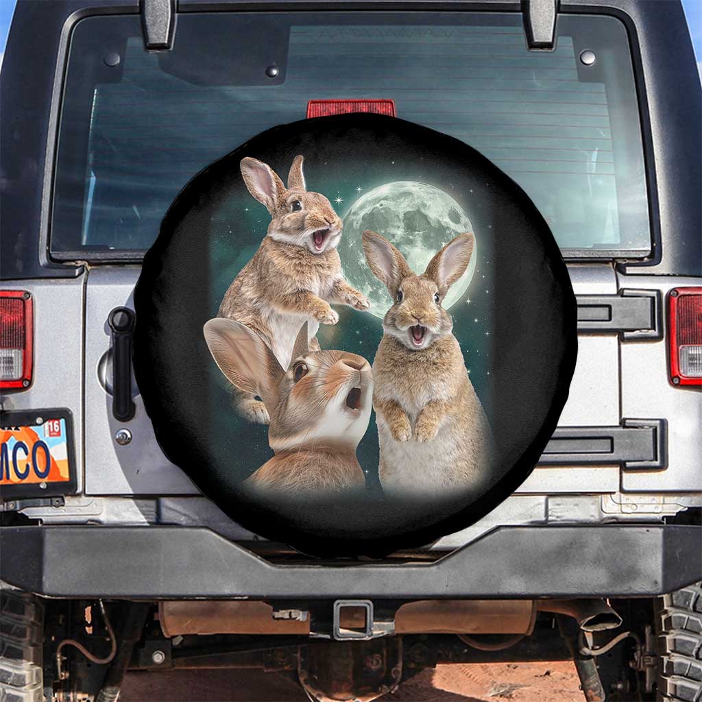 Funny Three Bunny Moon Humorous Rabbit Meme Spare Tire Cover