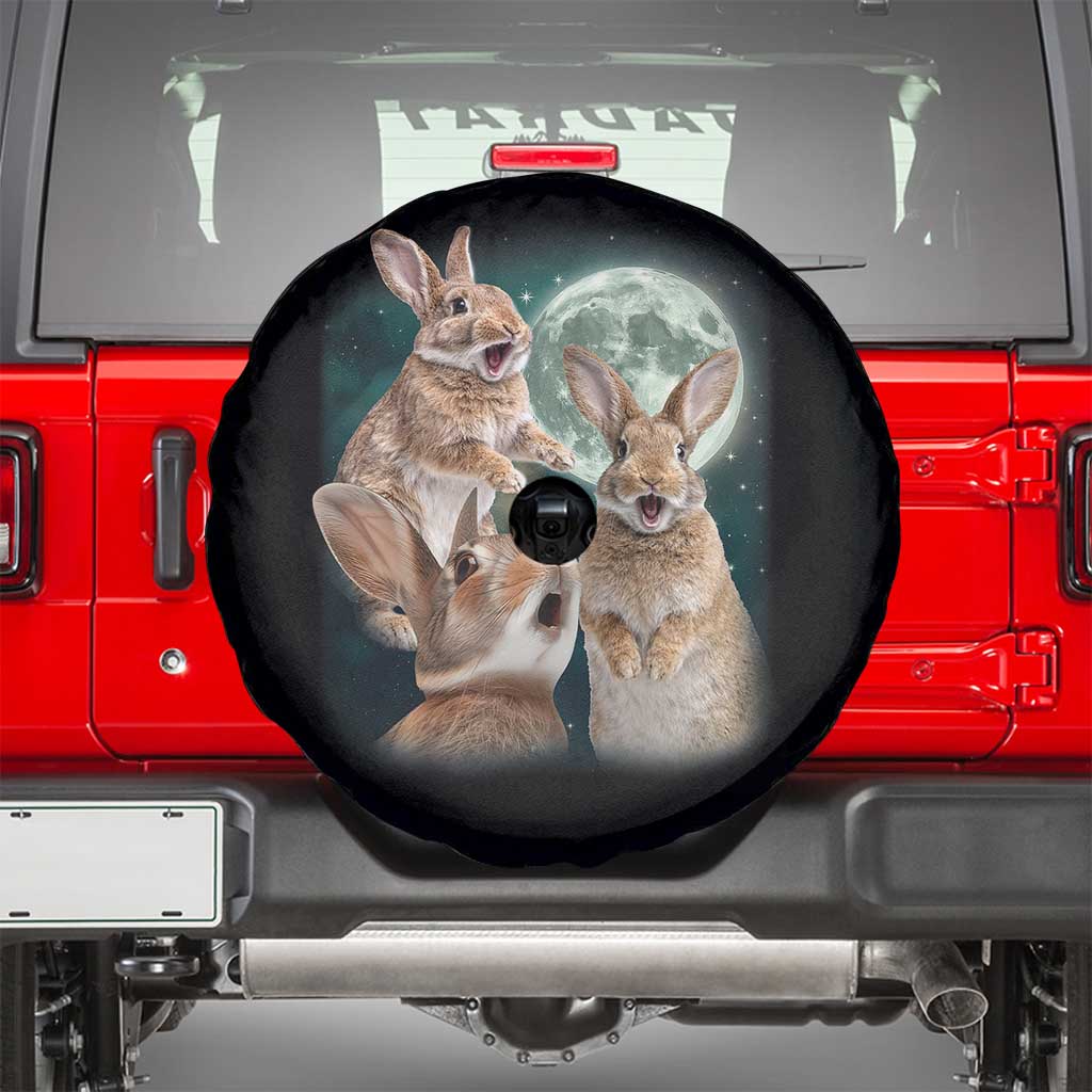 Funny Three Bunny Moon Humorous Rabbit Meme Spare Tire Cover