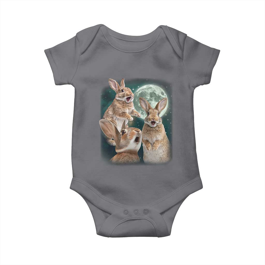 Funny Three Bunny Moon Humorous Rabbit Meme Baby Onesie