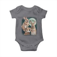 Funny Three Bunny Moon Humorous Rabbit Meme Baby Onesie