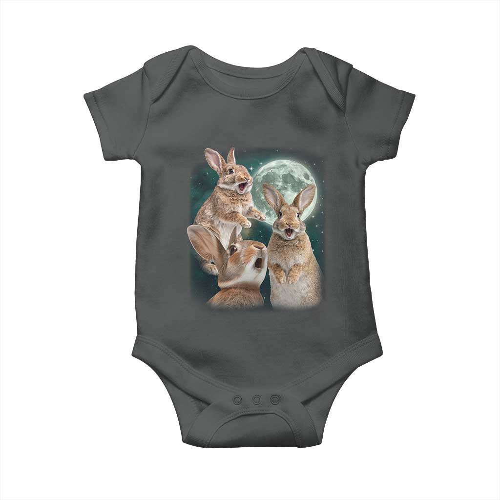 Funny Three Bunny Moon Humorous Rabbit Meme Baby Onesie