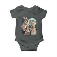 Funny Three Bunny Moon Humorous Rabbit Meme Baby Onesie