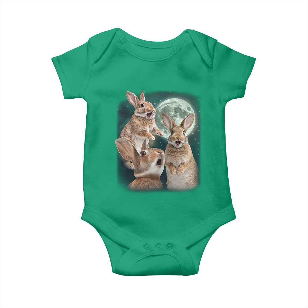 Funny Three Bunny Moon Humorous Rabbit Meme Baby Onesie