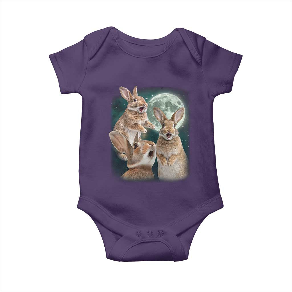Funny Three Bunny Moon Humorous Rabbit Meme Baby Onesie