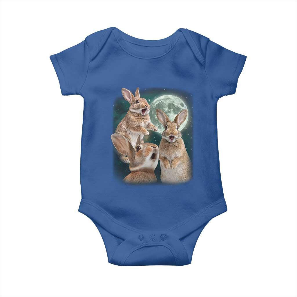 Funny Three Bunny Moon Humorous Rabbit Meme Baby Onesie
