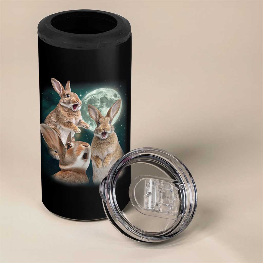 Funny Three Bunny Moon Humorous Rabbit Meme 4 in 1 Can Cooler Tumbler