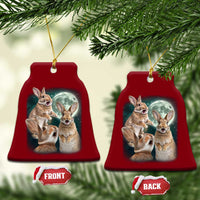Funny Three Bunny Moon Humorous Rabbit Meme Ceramic Ornament