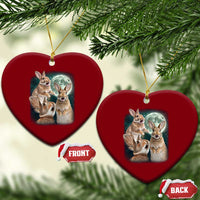 Funny Three Bunny Moon Humorous Rabbit Meme Ceramic Ornament
