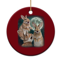 Funny Three Bunny Moon Humorous Rabbit Meme Ceramic Ornament