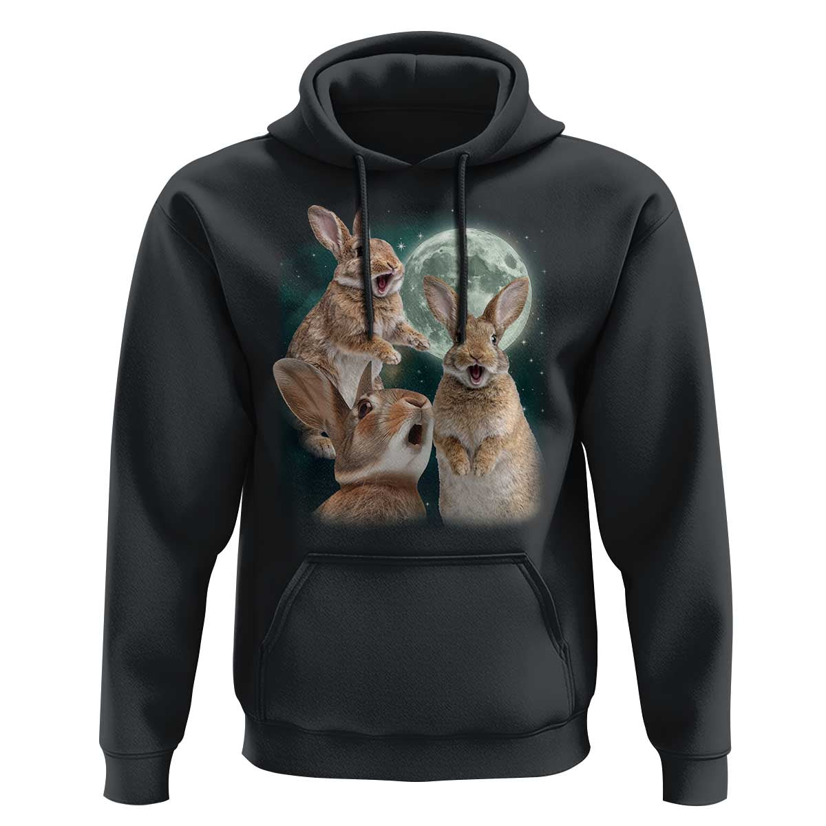Funny Three Bunny Moon Humorous Rabbit Meme Hoodie