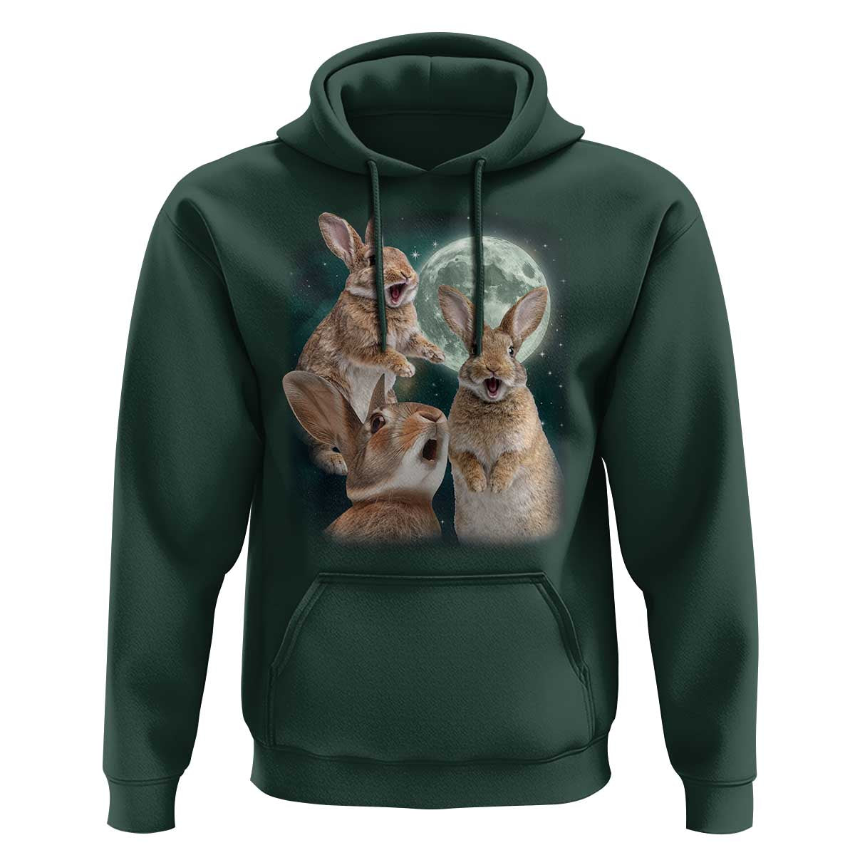 Funny Three Bunny Moon Humorous Rabbit Meme Hoodie