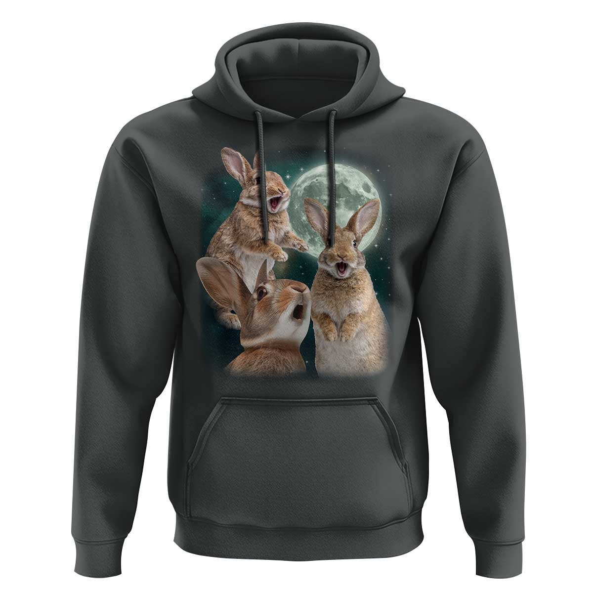 Funny Three Bunny Moon Humorous Rabbit Meme Hoodie