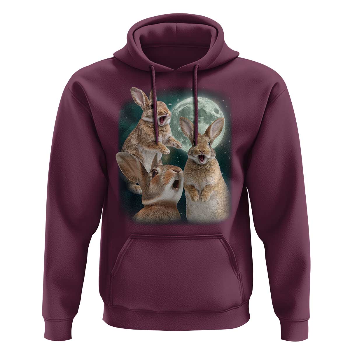 Funny Three Bunny Moon Humorous Rabbit Meme Hoodie
