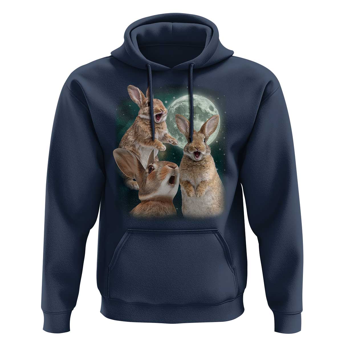 Funny Three Bunny Moon Humorous Rabbit Meme Hoodie