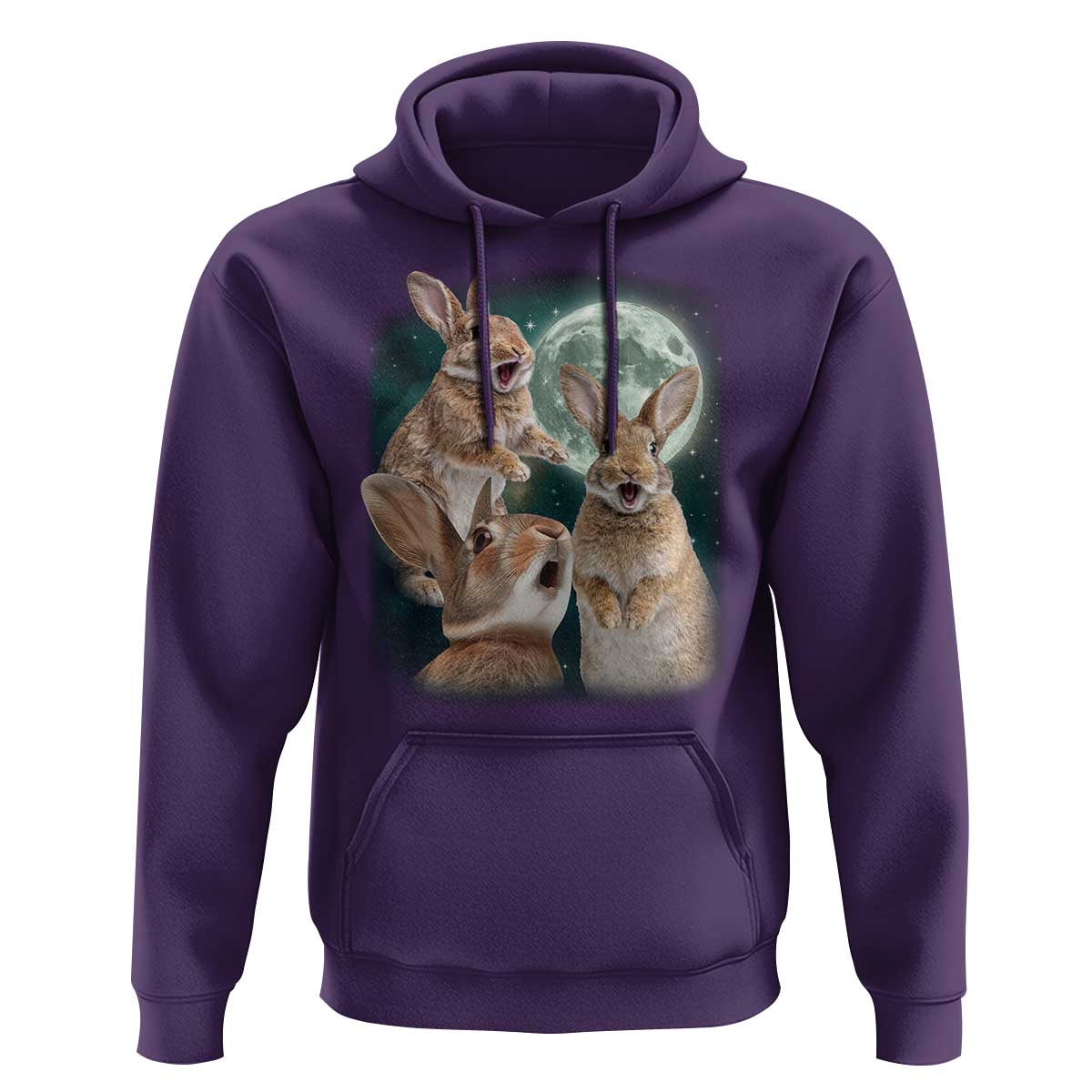 Funny Three Bunny Moon Humorous Rabbit Meme Hoodie