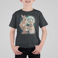 Funny Three Bunny Moon Humorous Rabbit Meme T Shirt For Kid
