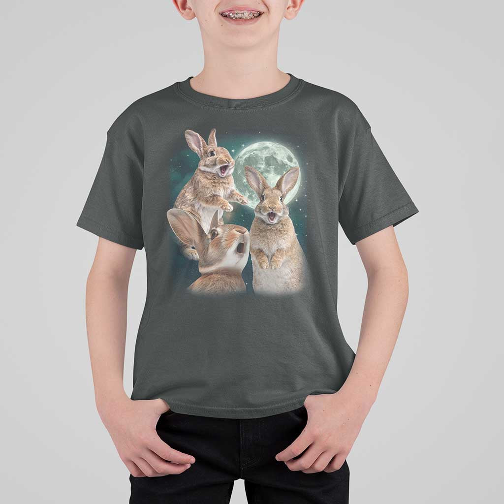 Funny Three Bunny Moon Humorous Rabbit Meme T Shirt For Kid